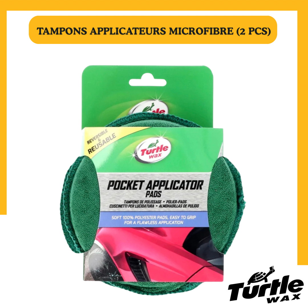 Turtle Wax Pocket Applicator Pads Tampons Applicateurs Microfibre Réutilisables (Lot de 2)