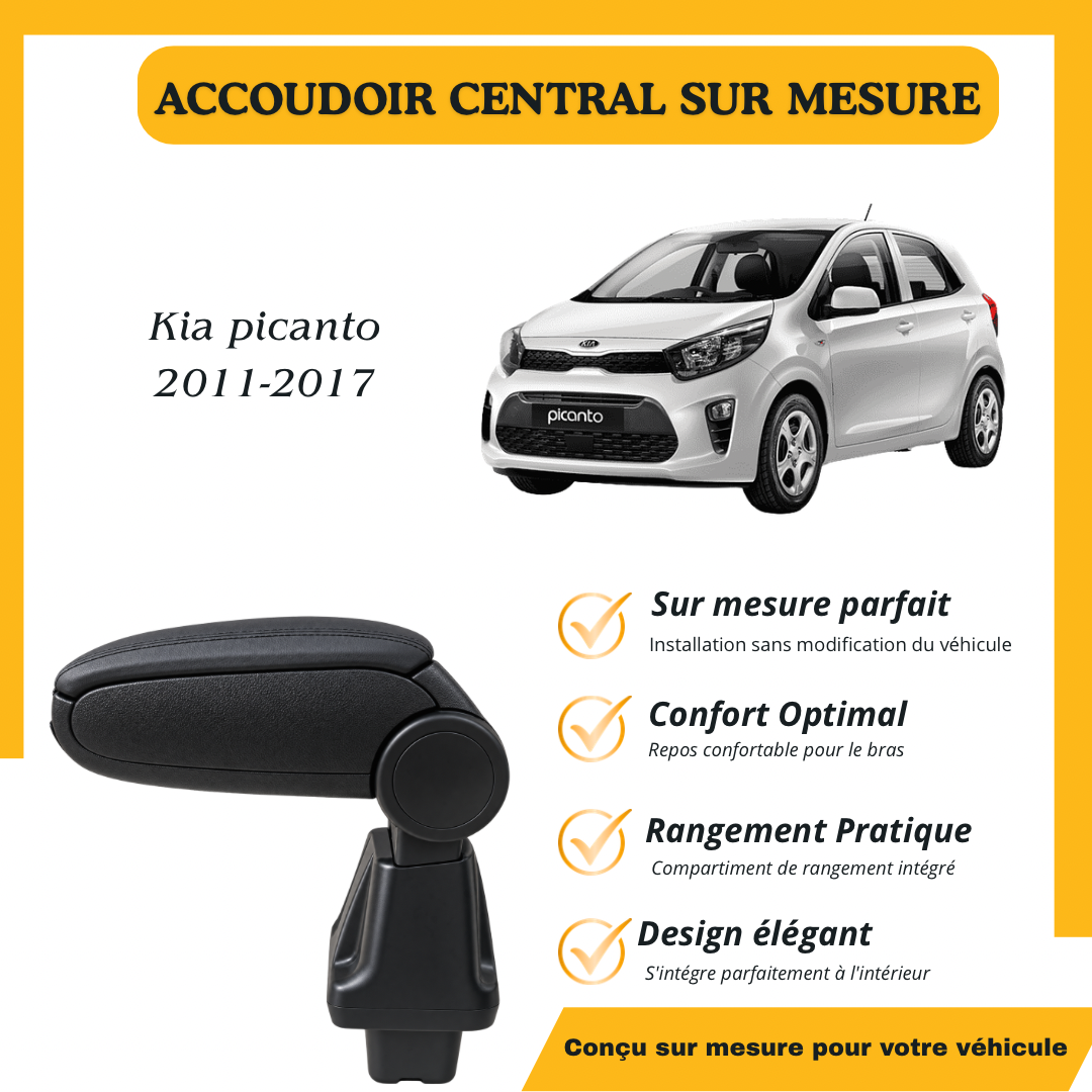 Accoudoir central sur mesure Kia Picanto II 2011-2016