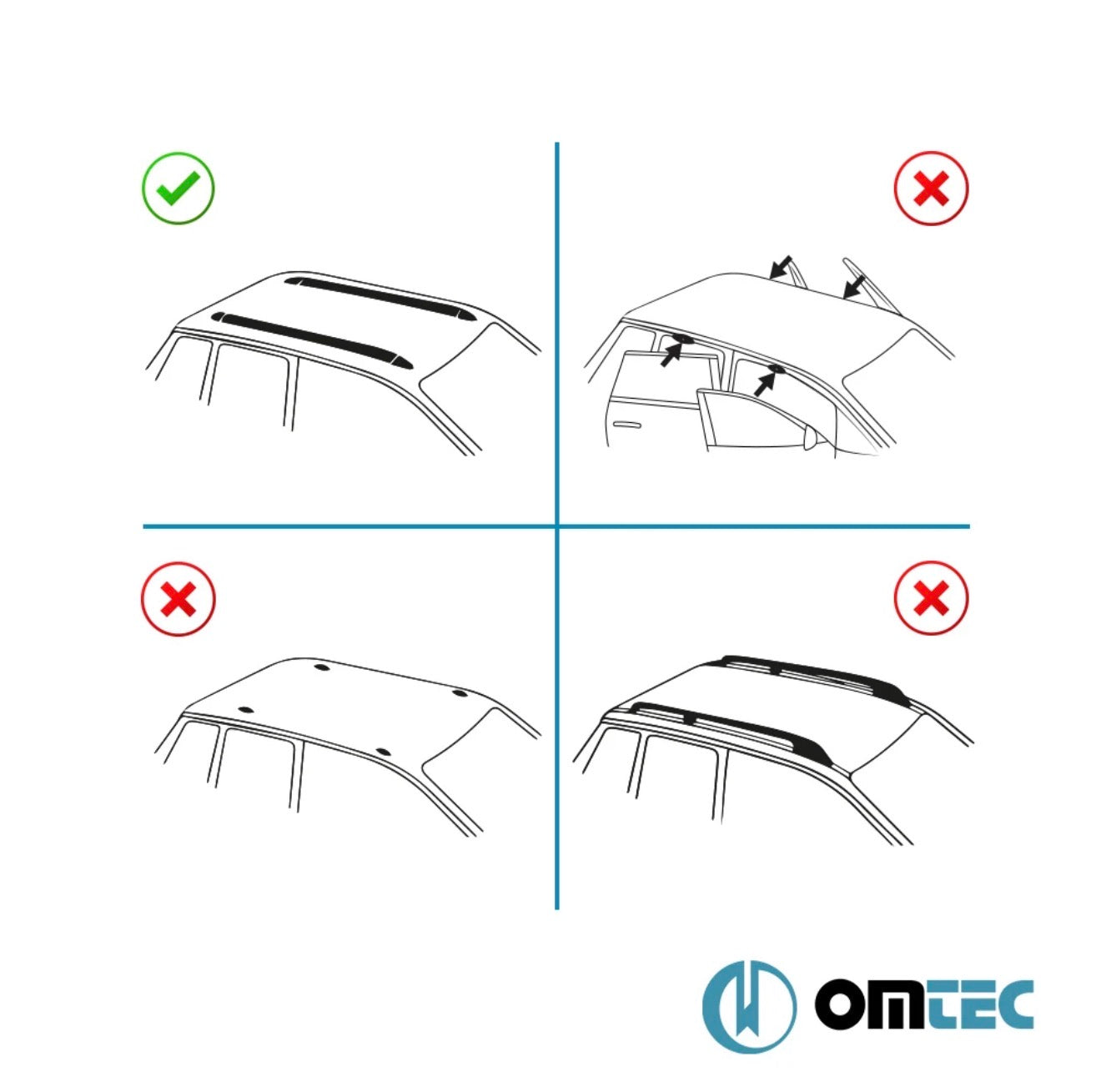 Compatibilité toit avec rails pour barres OMTEC Volkswagen Touareg