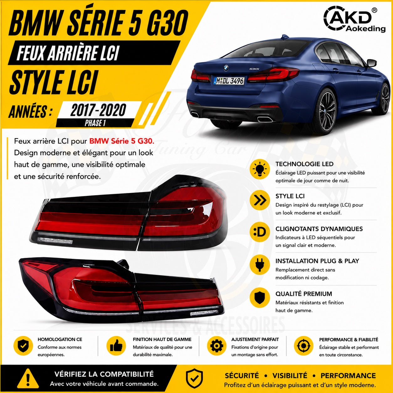 BMW Série 5 G30 Feux arrière LCI AKD 2017-2020