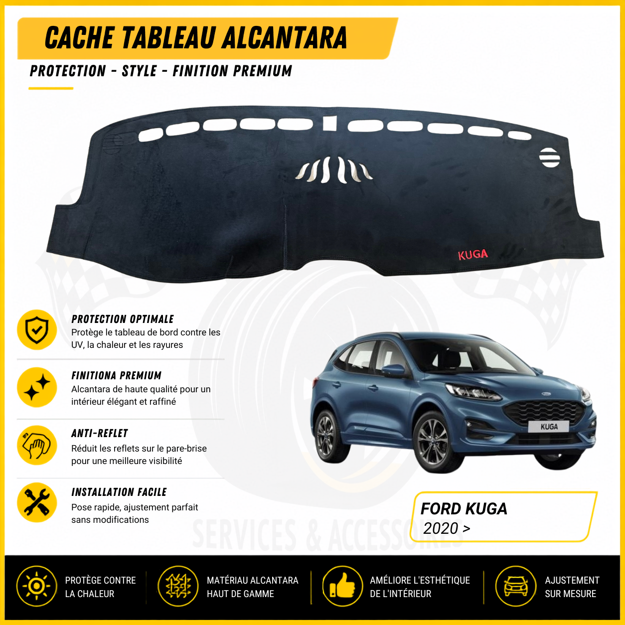 Cache tableau Alcantara Ford Kuga 2020 >