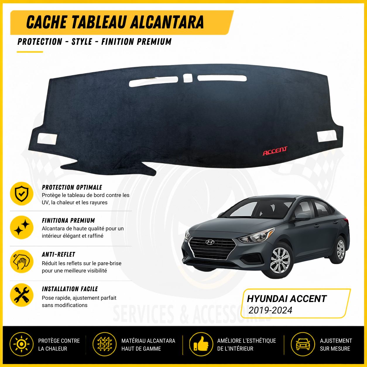 Cache tableau Alcantara Hyundai Accent 2019–2024