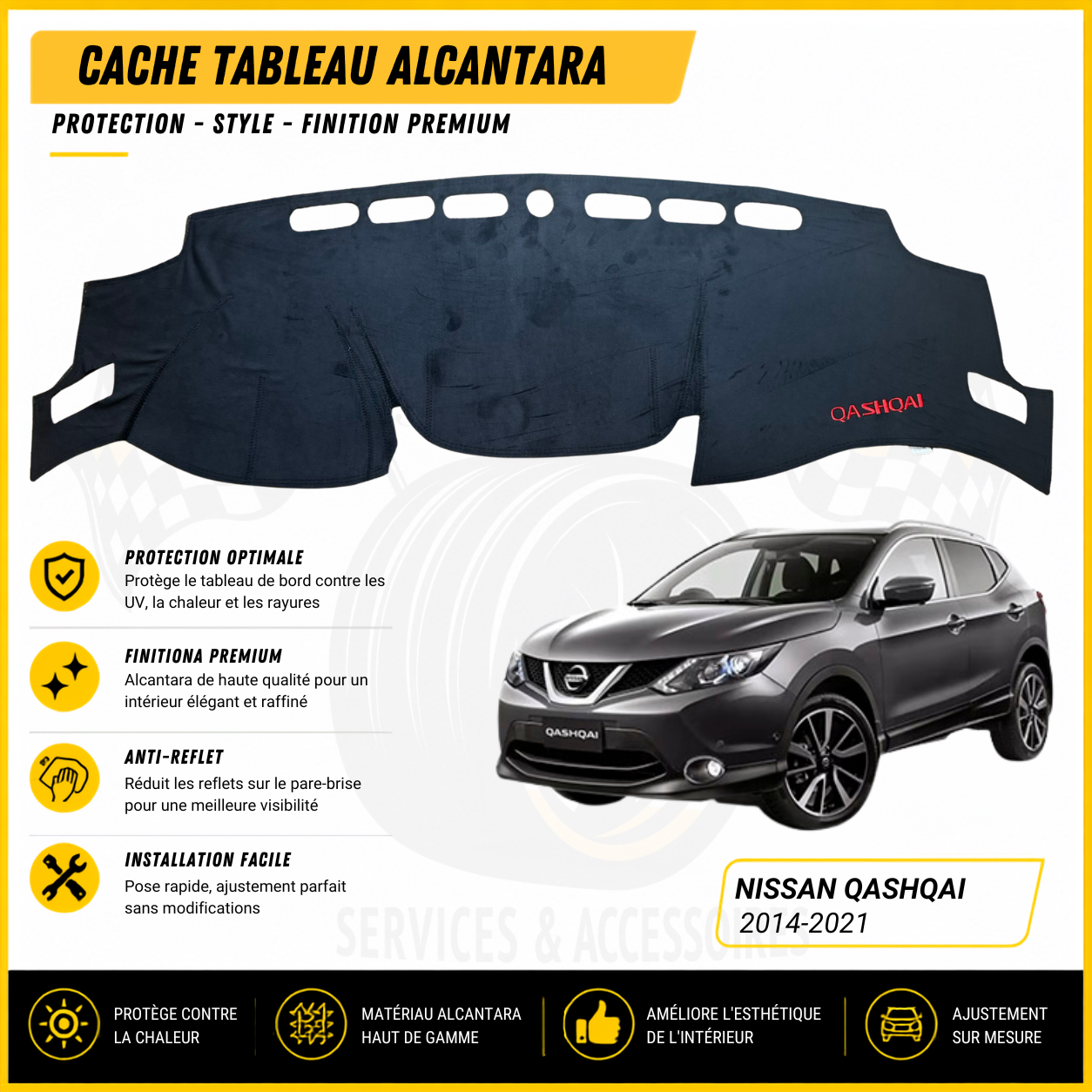 Cache tableau Alcantara Nissan Qashqai 2014–2021