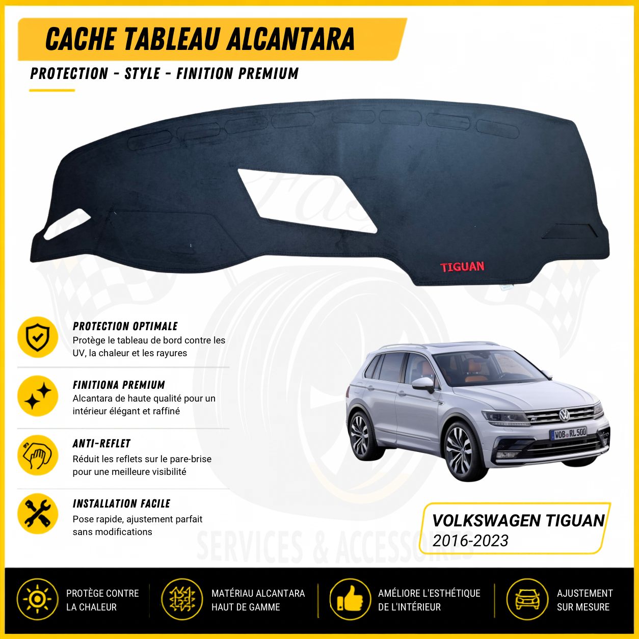 Cache tableau Alcantara Volkswagen Tiguan 2016-2023