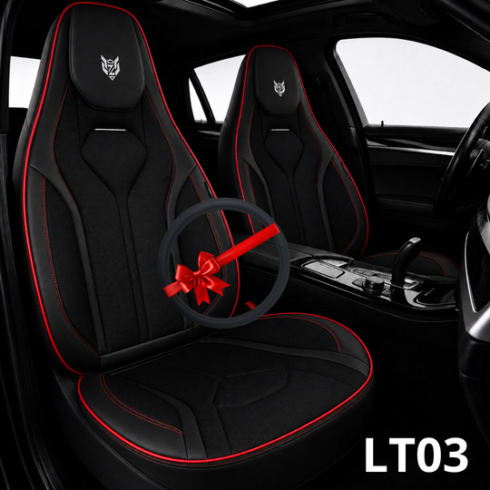 Cale-dos Sport LT03 5 places noir avec liserés rouges et couvre-volant assorti