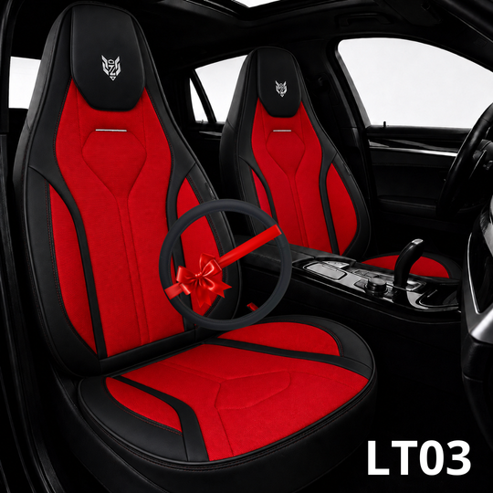 Cale-dos Sport LT03 5 places rouge et noir avec couvre-volant assorti
