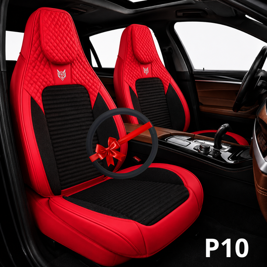 Cale-dos Sport P10 5 places rouge et noir avec couvre-volant assorti