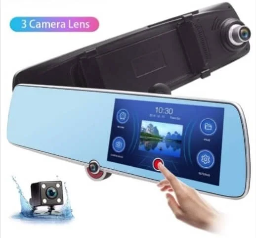 Rétroviseur DVR avec trois caméras