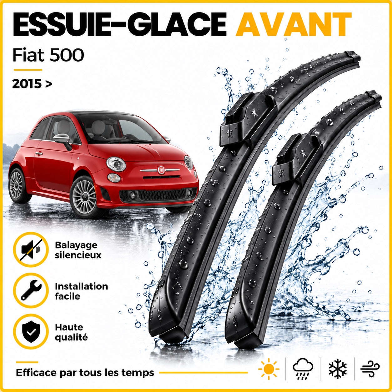 Essuie-glace avant Fiat 500 2015 >