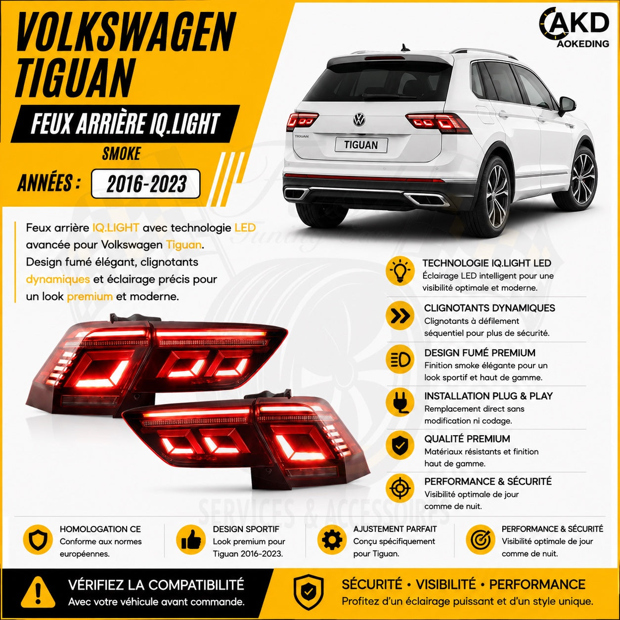 Feux arrière IQ.LIGHT Volkswagen Tiguan 2016-2023