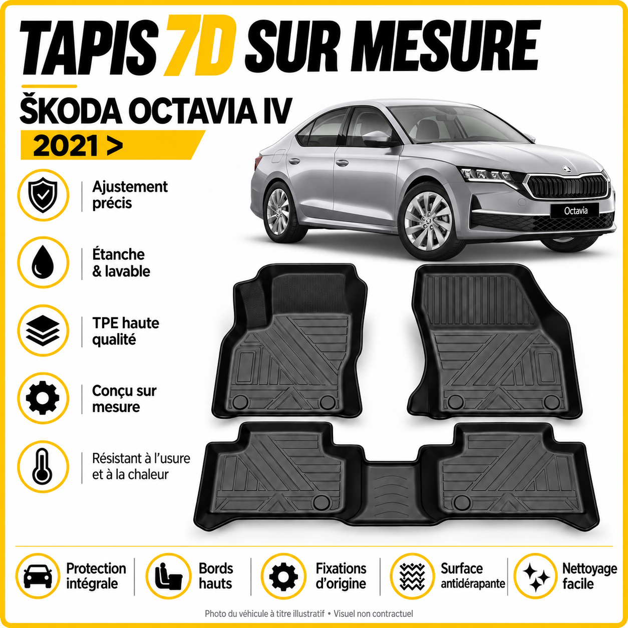 Tapis 7D sur mesure Škoda Octavia IV (NX) 2021 >