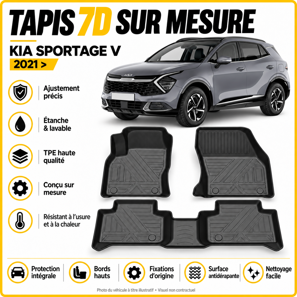 Tapis 7D sur mesure Kia Sportage V 2021 >