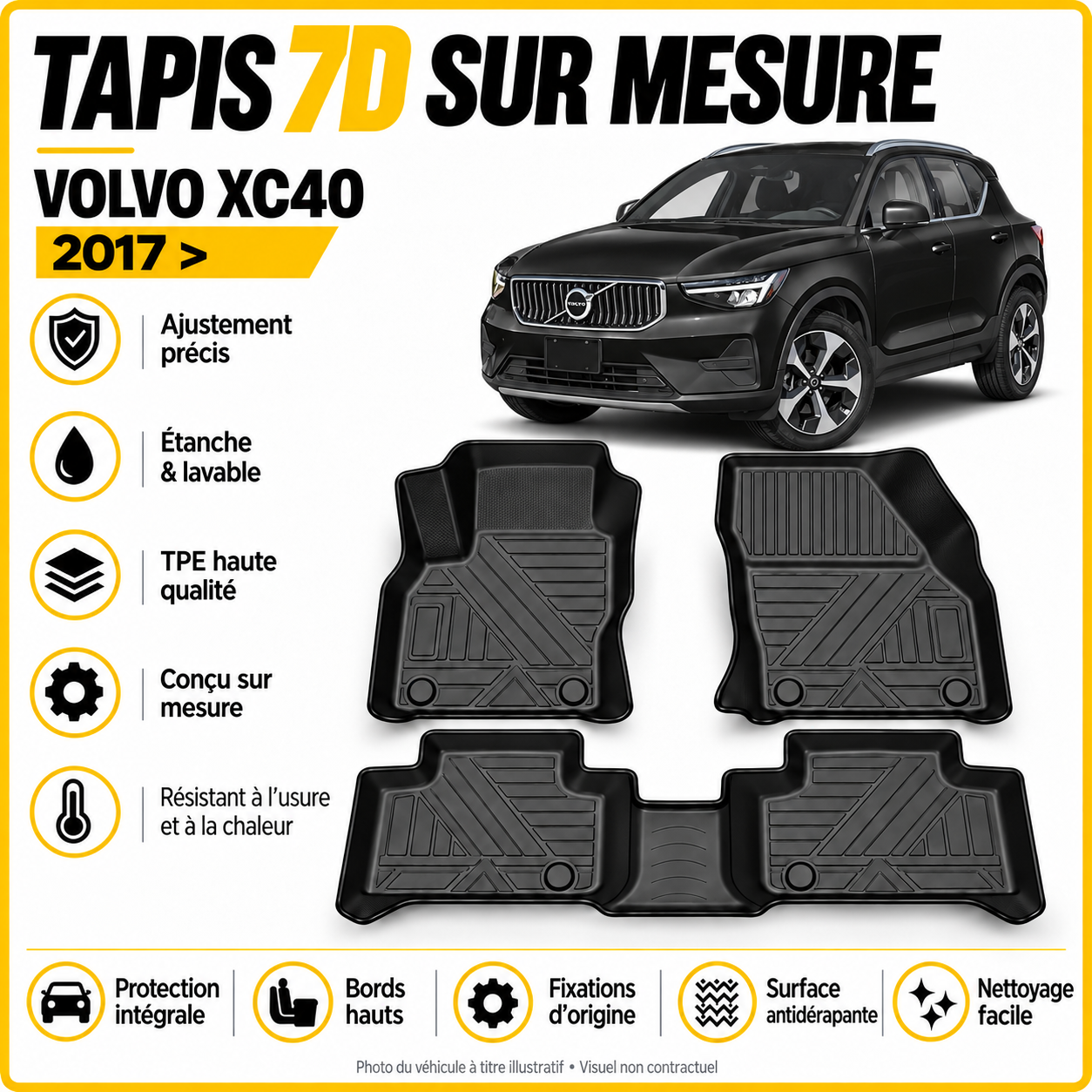 Tapis 7D sur mesure Volvo XC40 2017 >