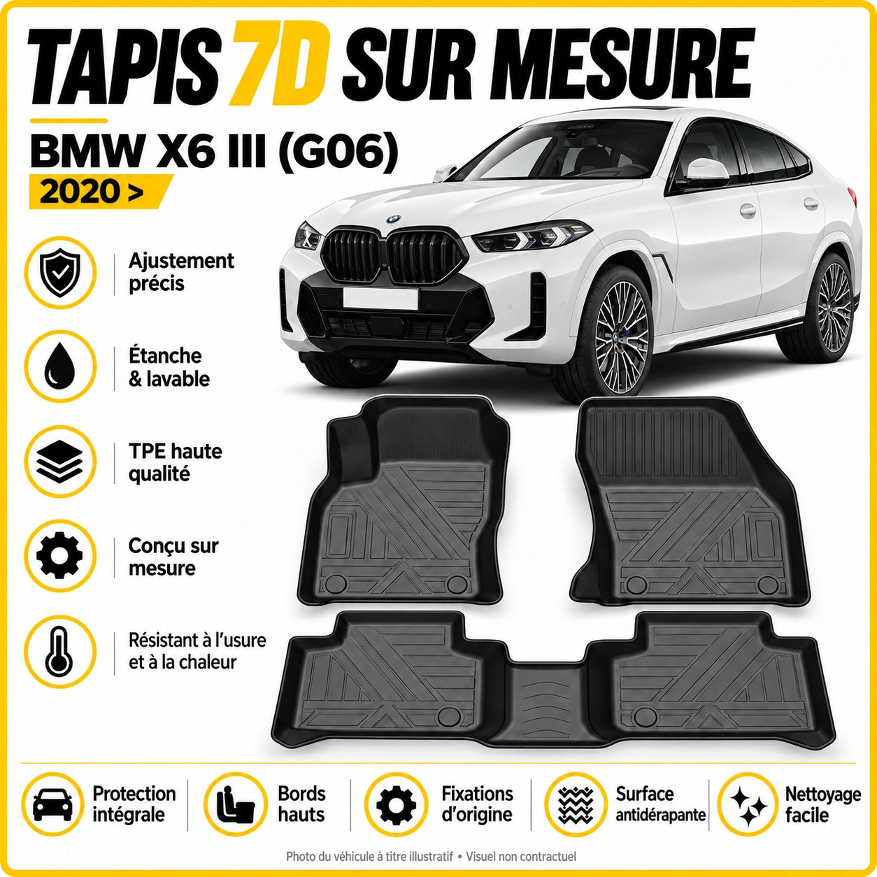 Tapis 7D sur mesure BMW X6 III (G06) 2020 >