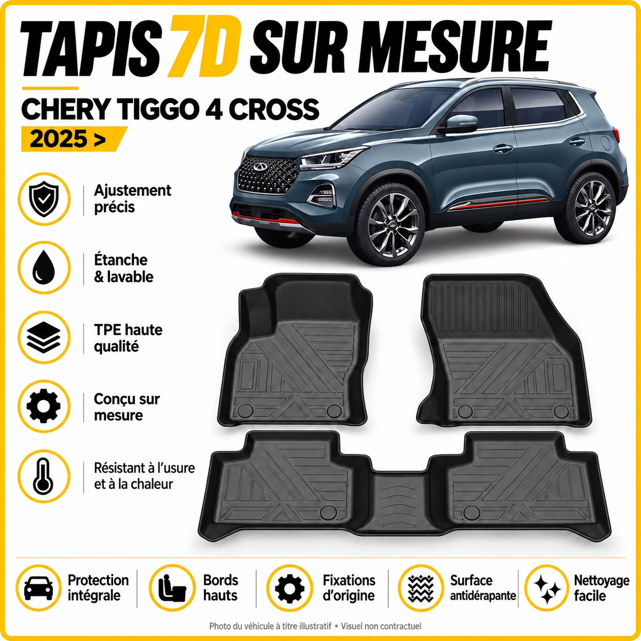 Tapis 7D sur mesure Chery Tiggo 4 Cross 2025 >