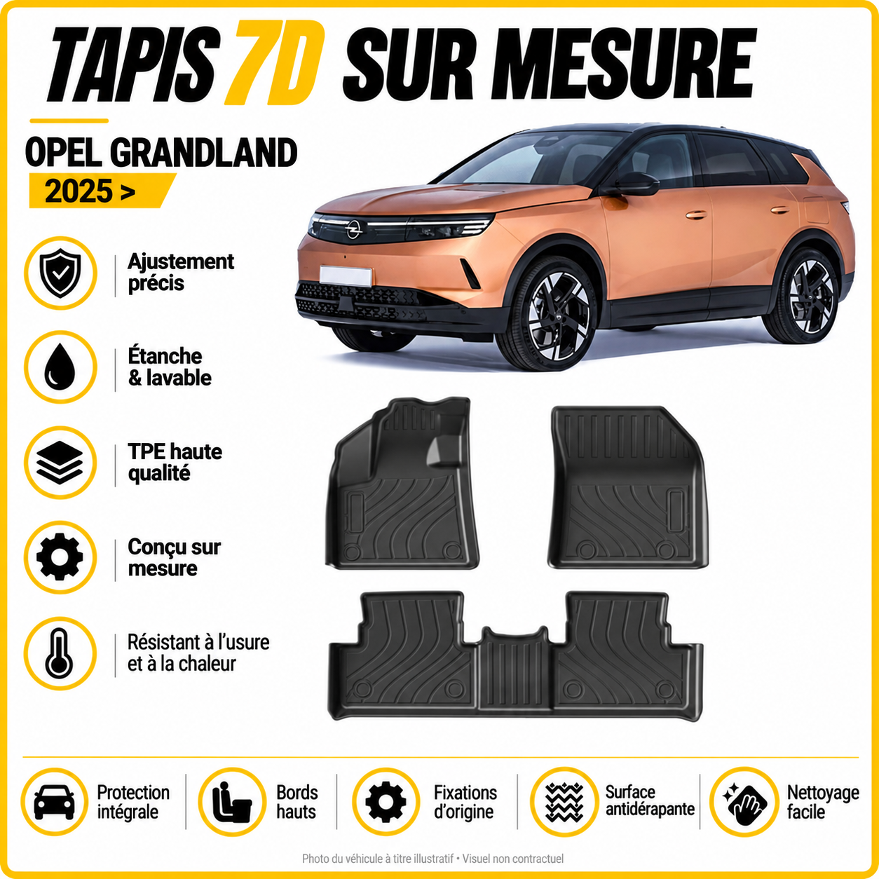 Tapis 7D sur mesure Opel Grandland 2025 >