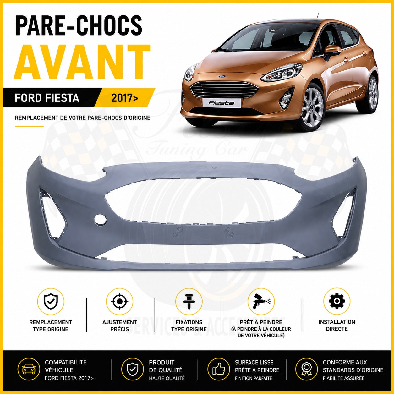 Pare-chocs avant Ford Fiesta 2017 sans radar avant