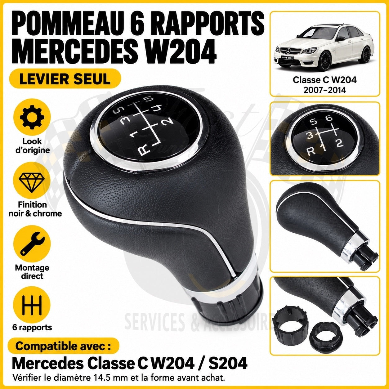 Pommeau de vitesse Mercedes Classe C W204 6 rapports levier seul