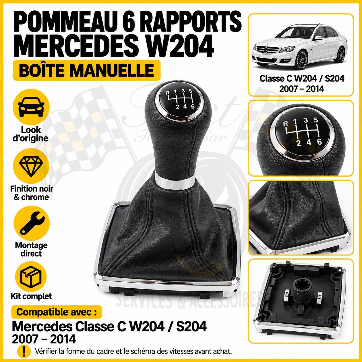 Pommeau 6 rapports Mercedes Classe C W204 S204 2007-2014 kit complet