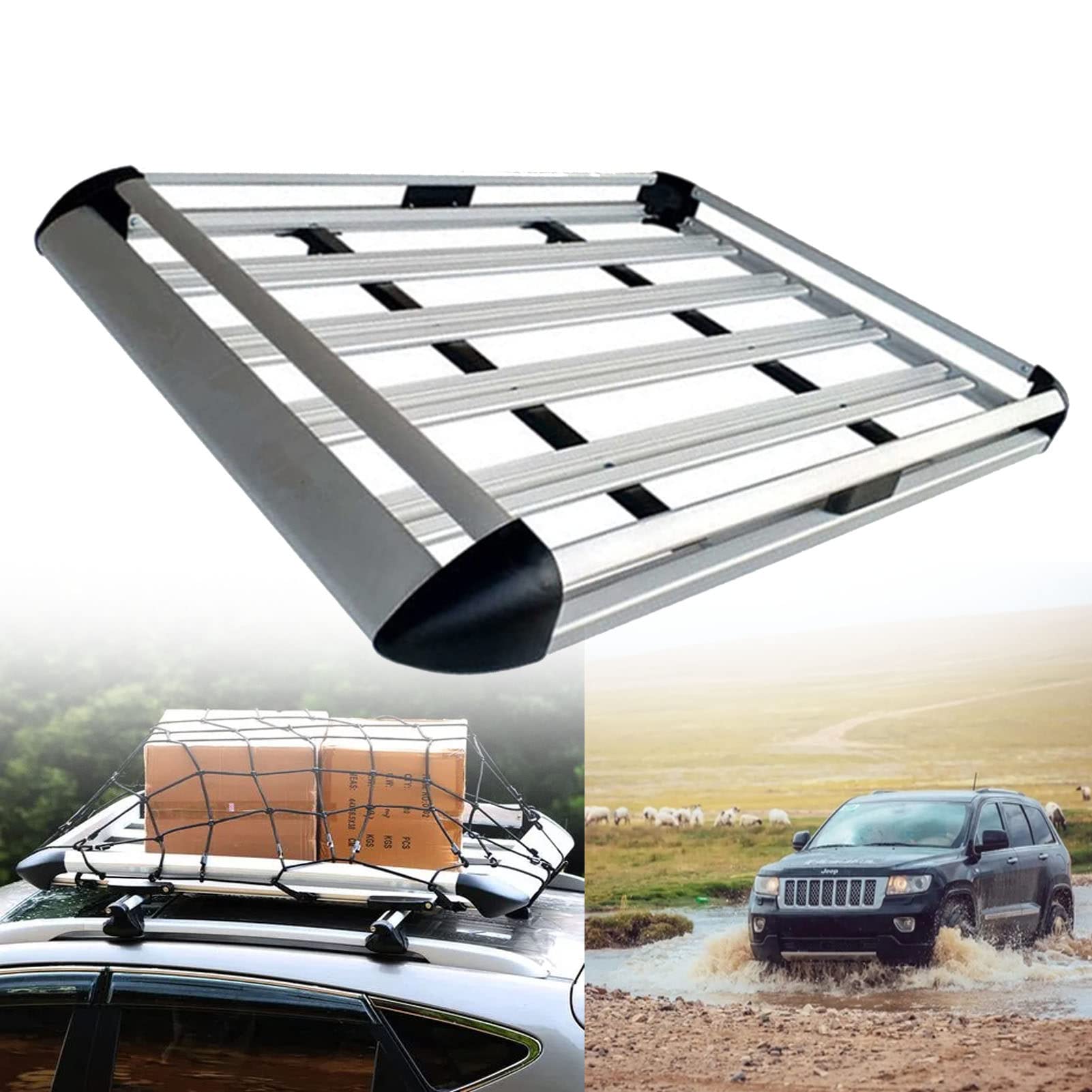 Porte-bagages universel aluminium avec chargement sur SUV