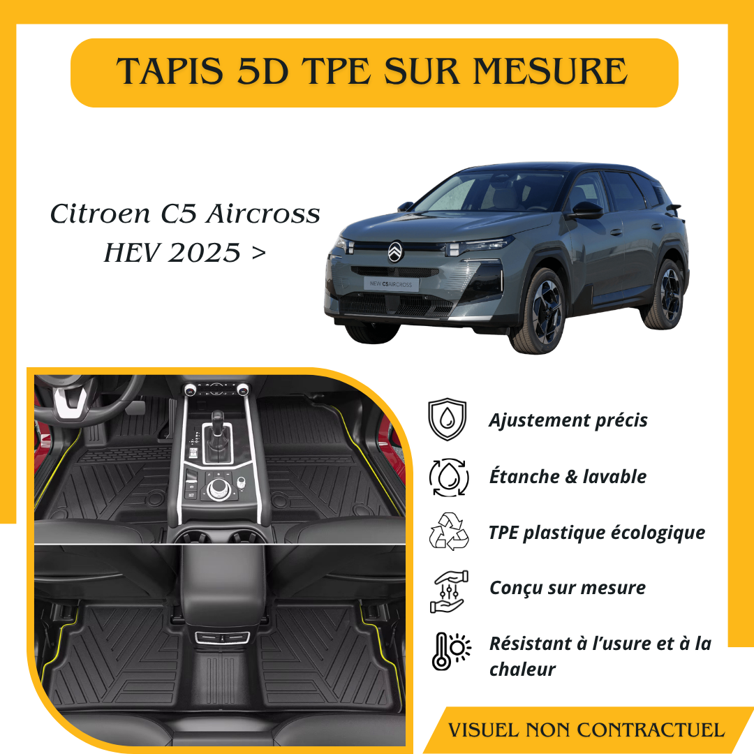 Tapis 5D TPE sur mesure Citroën C5 Aircross HEV 2025
