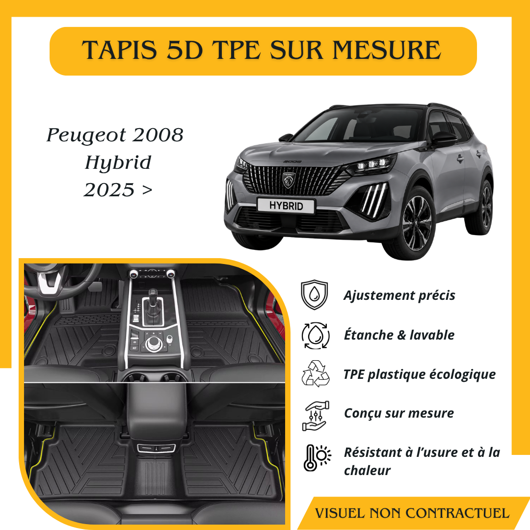 Tapis 5D TPE sur mesure Peugeot 2008 Hybrid 2025