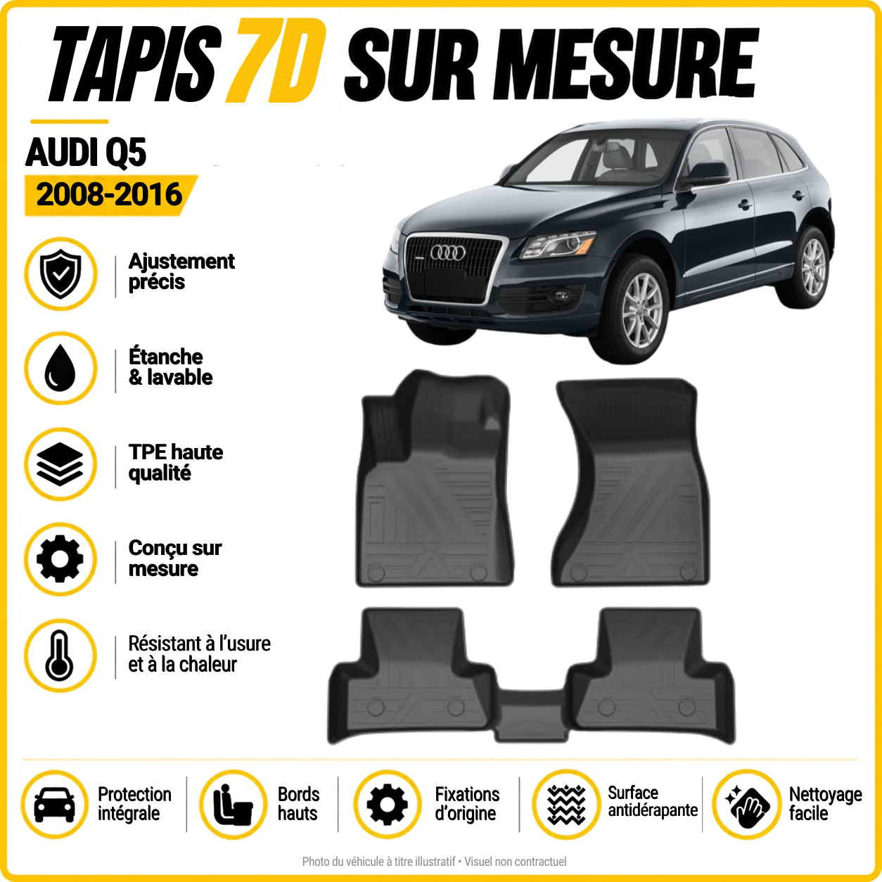 Tapis 7D sur mesure Audi Q5 I 2008-2016