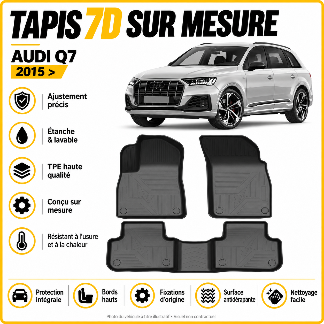 Tapis 7D sur mesure Audi Q7 II 2015 >
