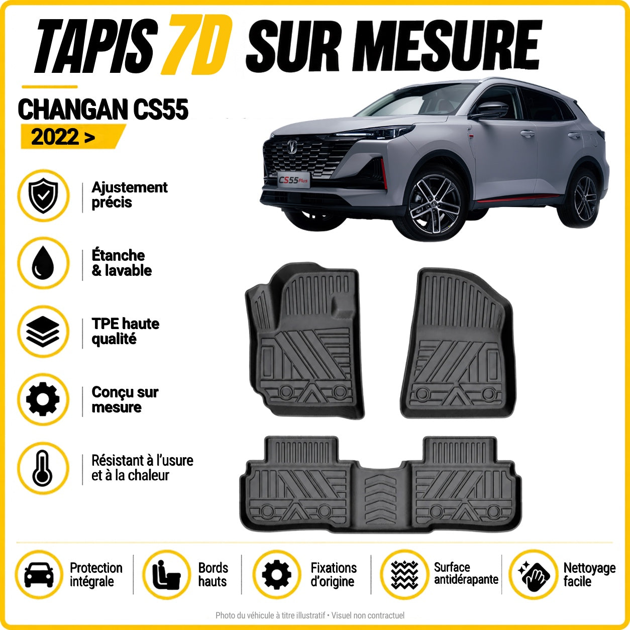 Tapis 7D sur mesure Changan CS55 Plus 2022 >