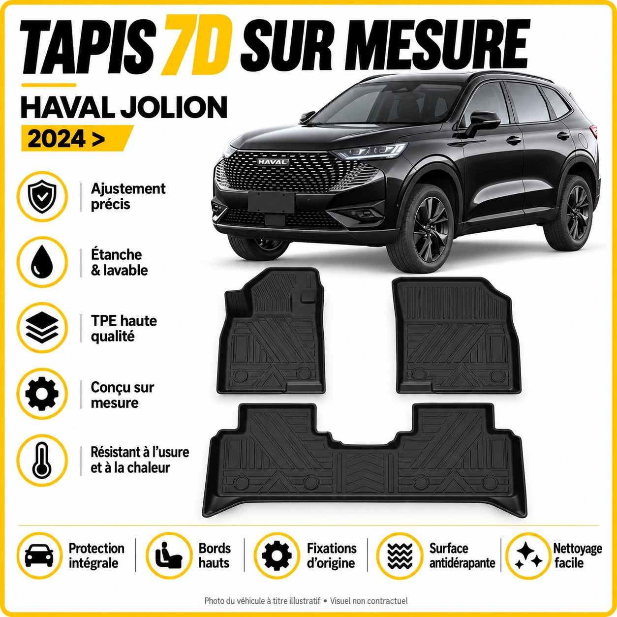 Tapis 7D sur mesure Haval Jolion 2024