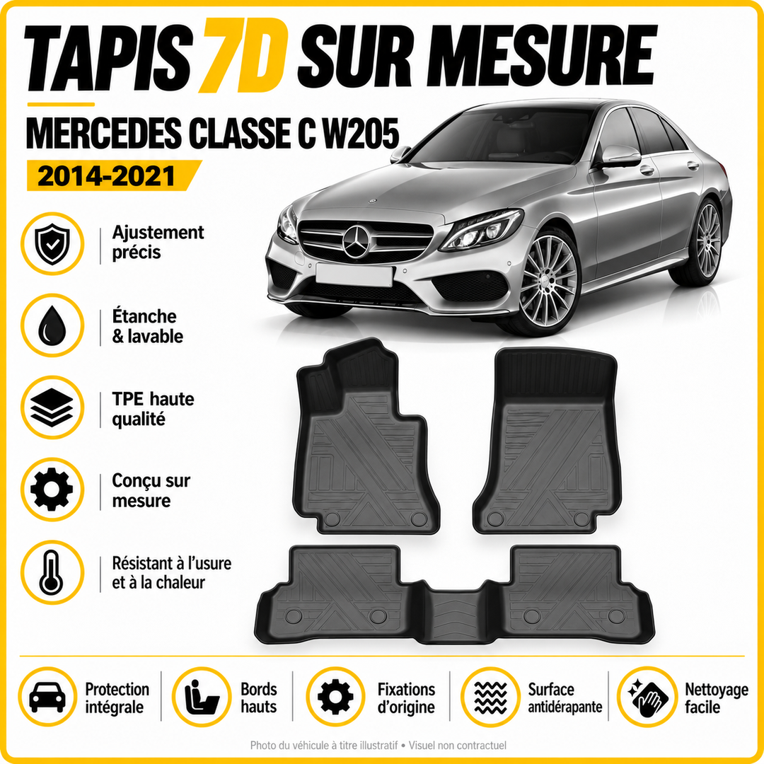 Tapis 7D sur mesure Mercedes Classe C W205 2014-2021
