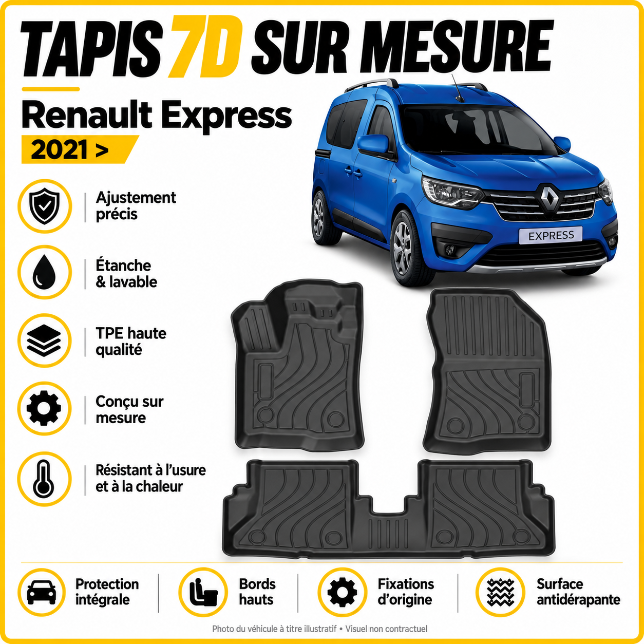 Tapis 7D sur mesure Renault Express 2021