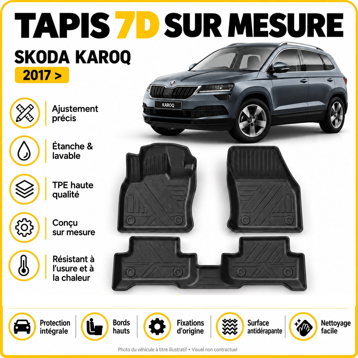 Tapis 7D sur mesure Skoda Karoq 2017 >