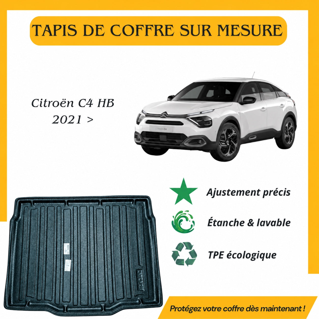 Tapis de coffre sur mesure Citroën C4 III depuis 2021