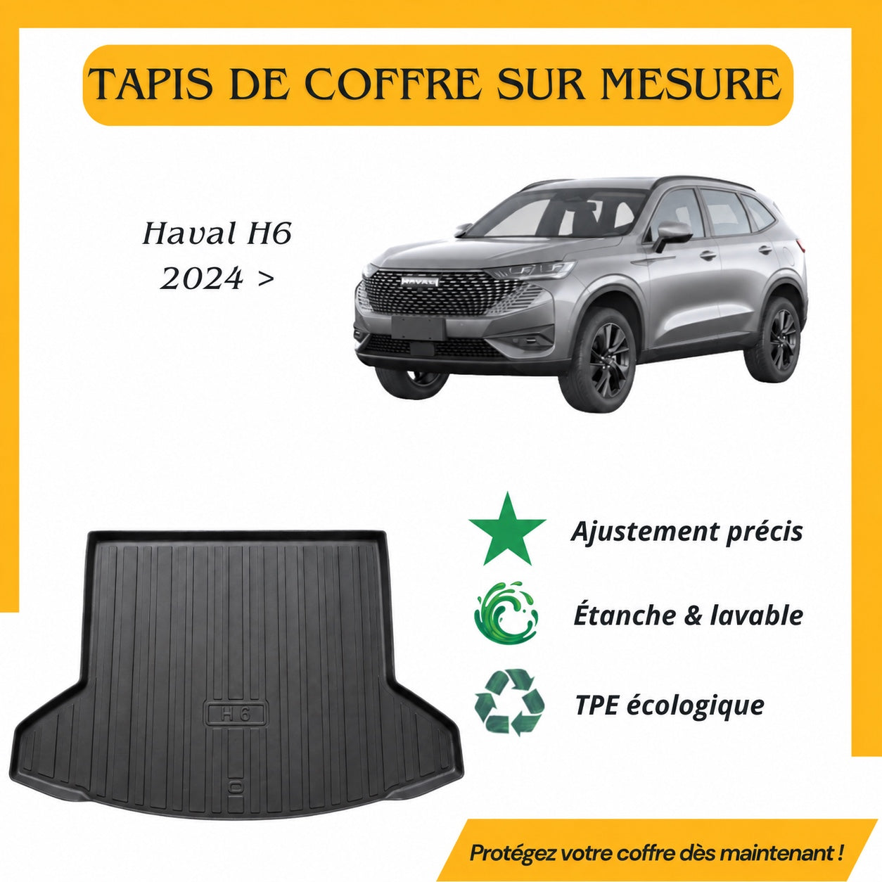 Tapis de coffre sur mesure Haval H6 depuis 2024