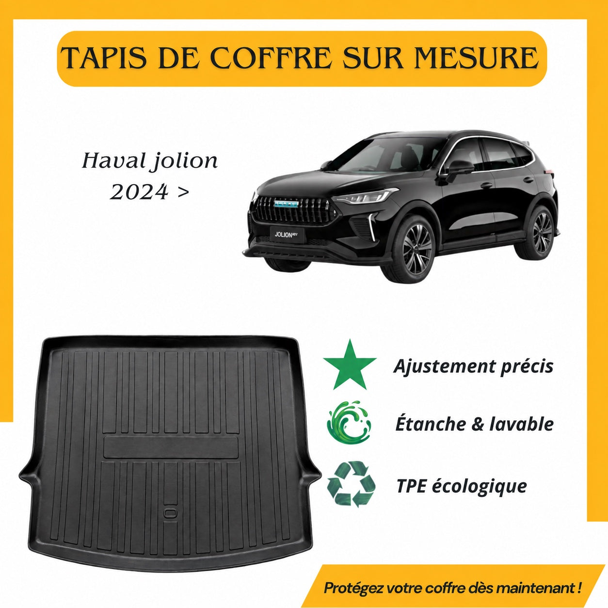 Tapis de coffre sur mesure Haval Jolion depuis 2024
