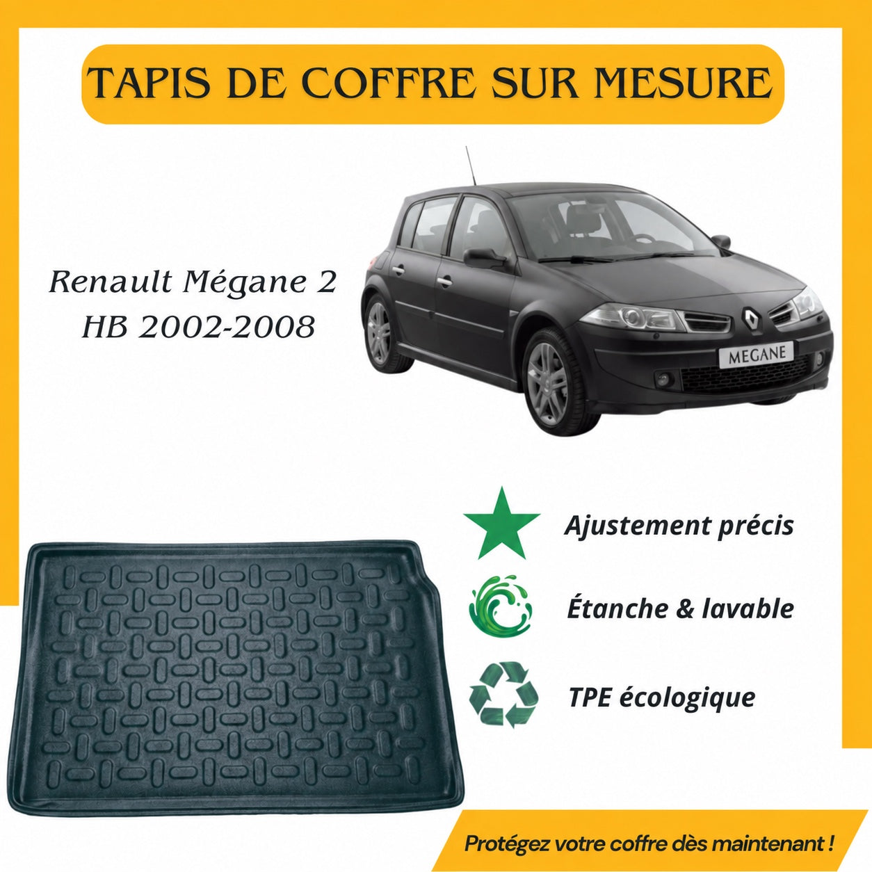 Tapis de coffre 4D Renault Mégane 2 HB 2002-2008