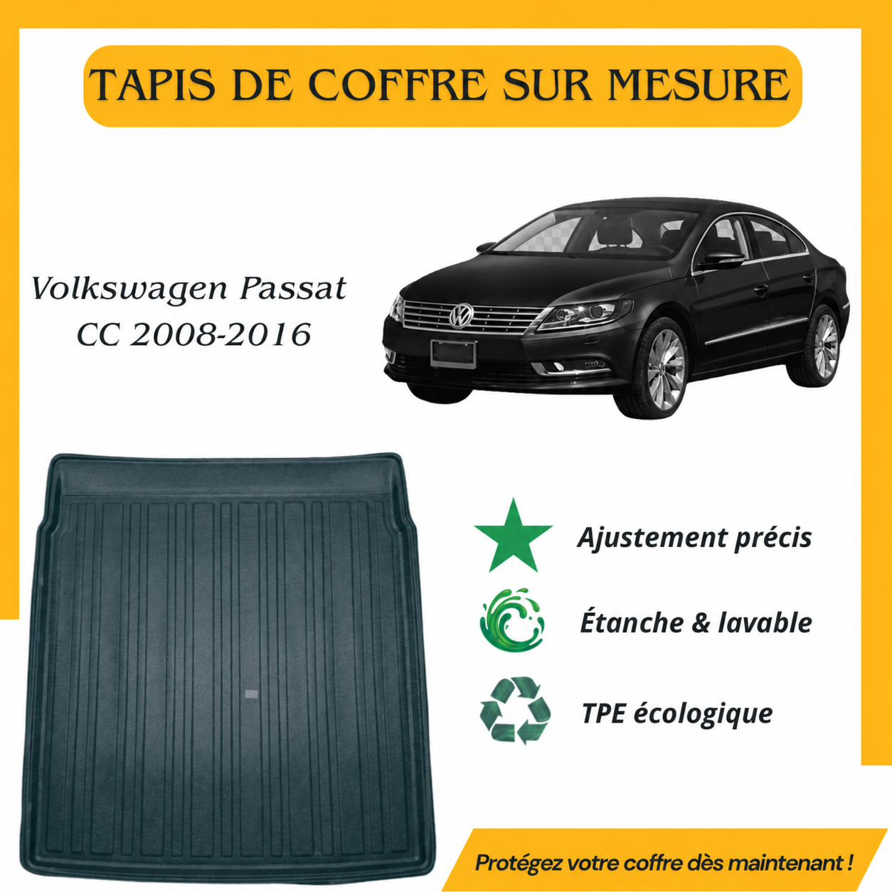 Tapis de coffre 4D Volkswagen Passat CC 2008-2016