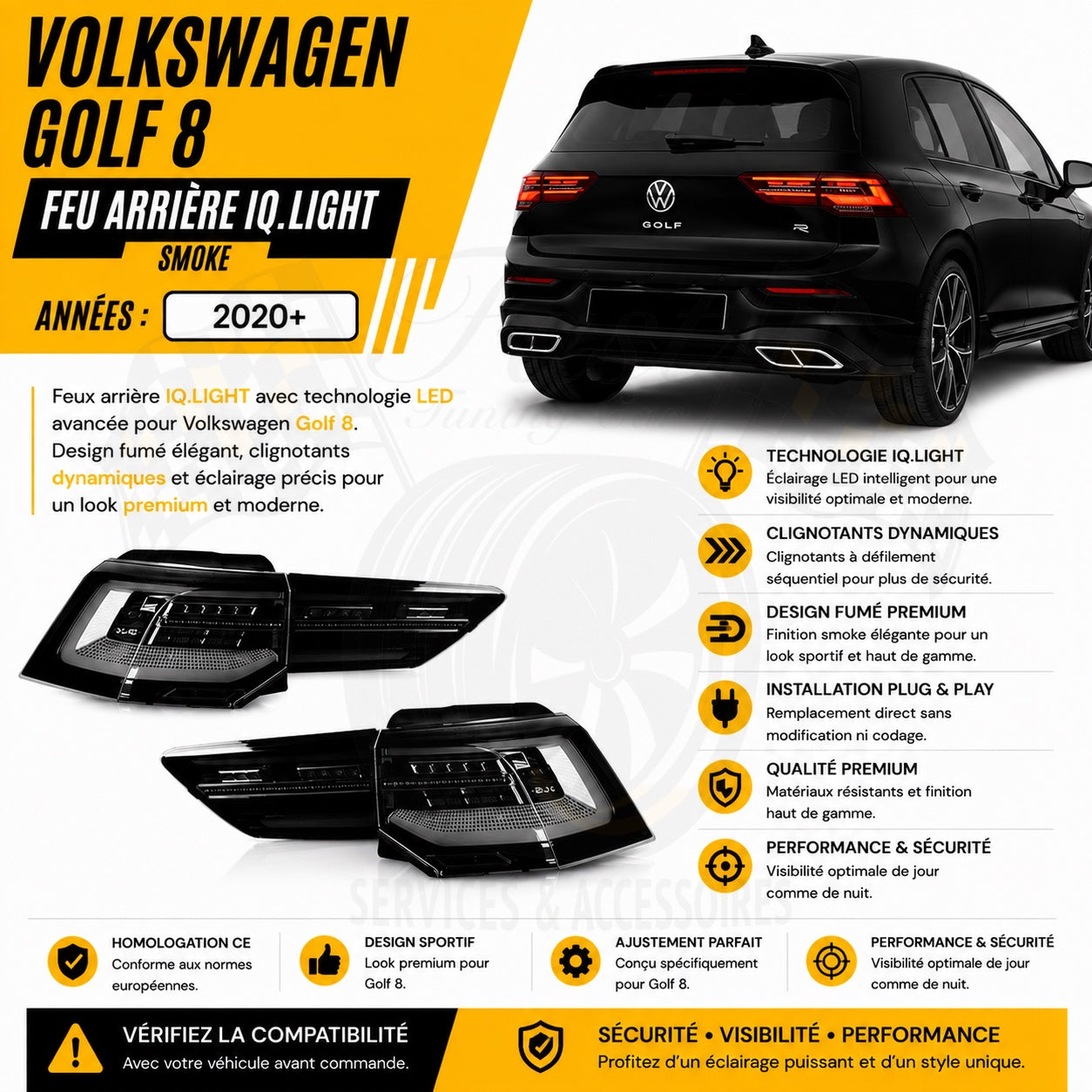 Volkswagen Golf 8 feux arrière IQ.LIGHT Smoke